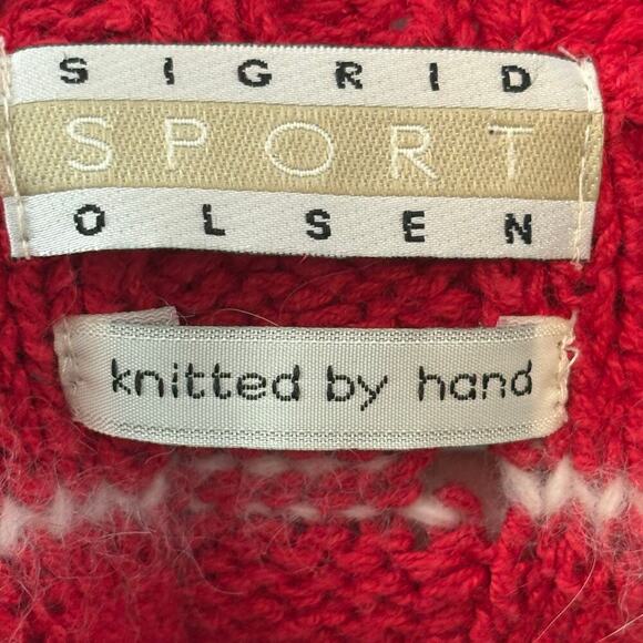 Sigrid Olsen Sport Vintage Embroidered Red Snowflake Zipper Vest Womens Medium - Picture 10 of 12